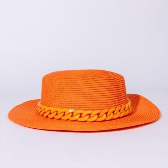 Callie Chain Shade: Sunny Orange Straw Hat - Picture 4 of 4